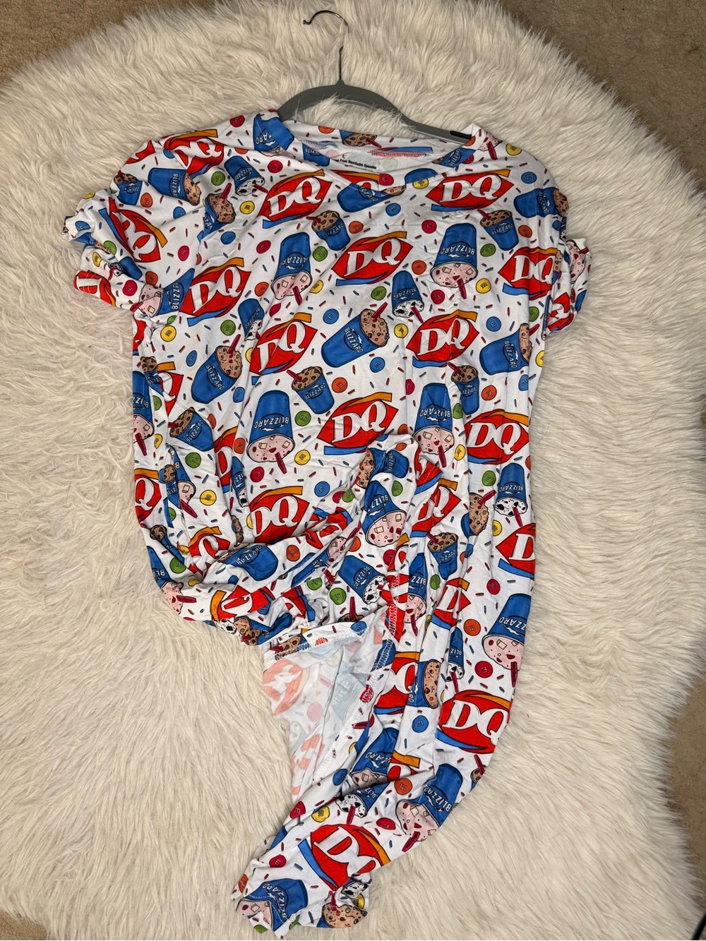 Dairy Queen Print Kids One-Piece Romper - White/Red/Blue